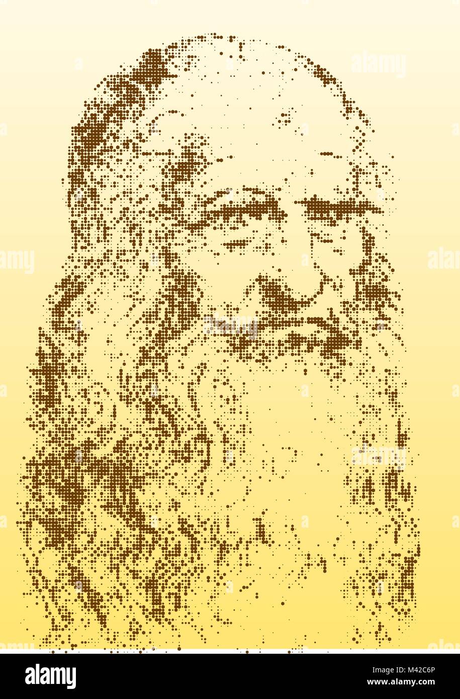 Leonardo Da Vinci, portrait, illustration vectorielle, élaboration graphique Illustration de Vecteur