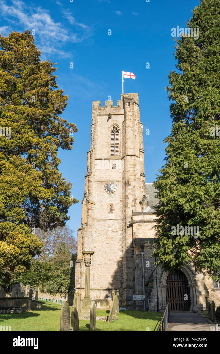 St Mary's Church tower, Richmond, North Yorkshire, England, UK Banque D'Images