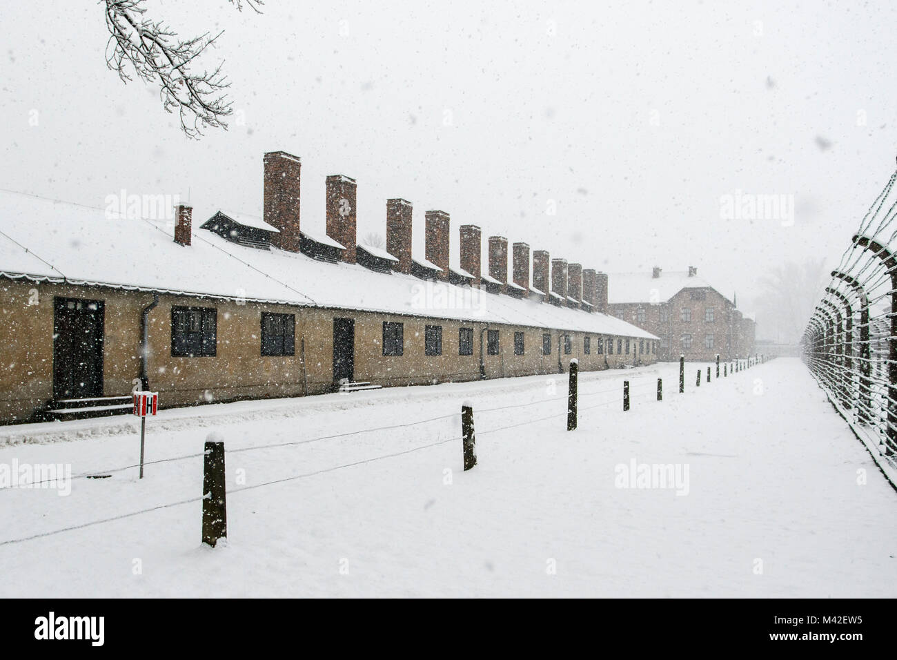 Auschwitz, Malopolskie / Pologne - 04 févr. 2018 : Auschwitz Birkenau, camp de concentration et d'extermination nazis. Banque D'Images