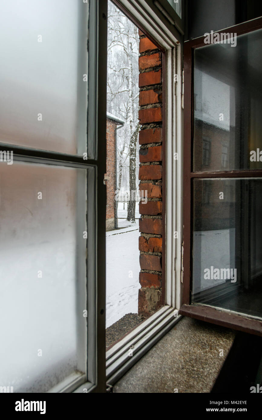 Auschwitz, Malopolskie / Pologne - 04 févr. 2018 : Auschwitz Birkenau, camp de concentration et d'extermination nazis. Banque D'Images