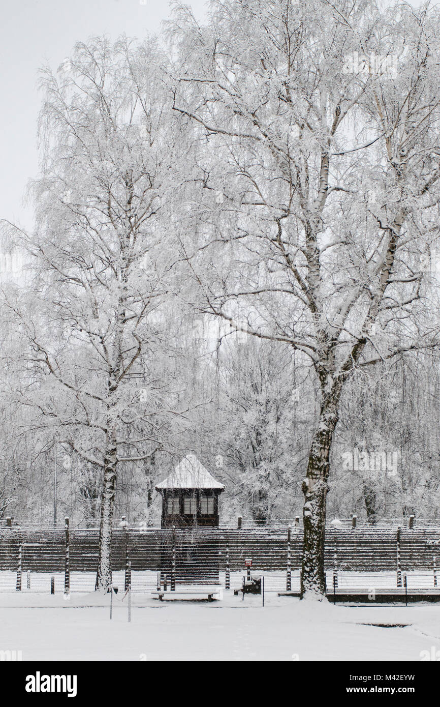 Auschwitz, Malopolskie / Pologne - 04 févr. 2018 : Auschwitz Birkenau, camp de concentration et d'extermination nazis. Banque D'Images