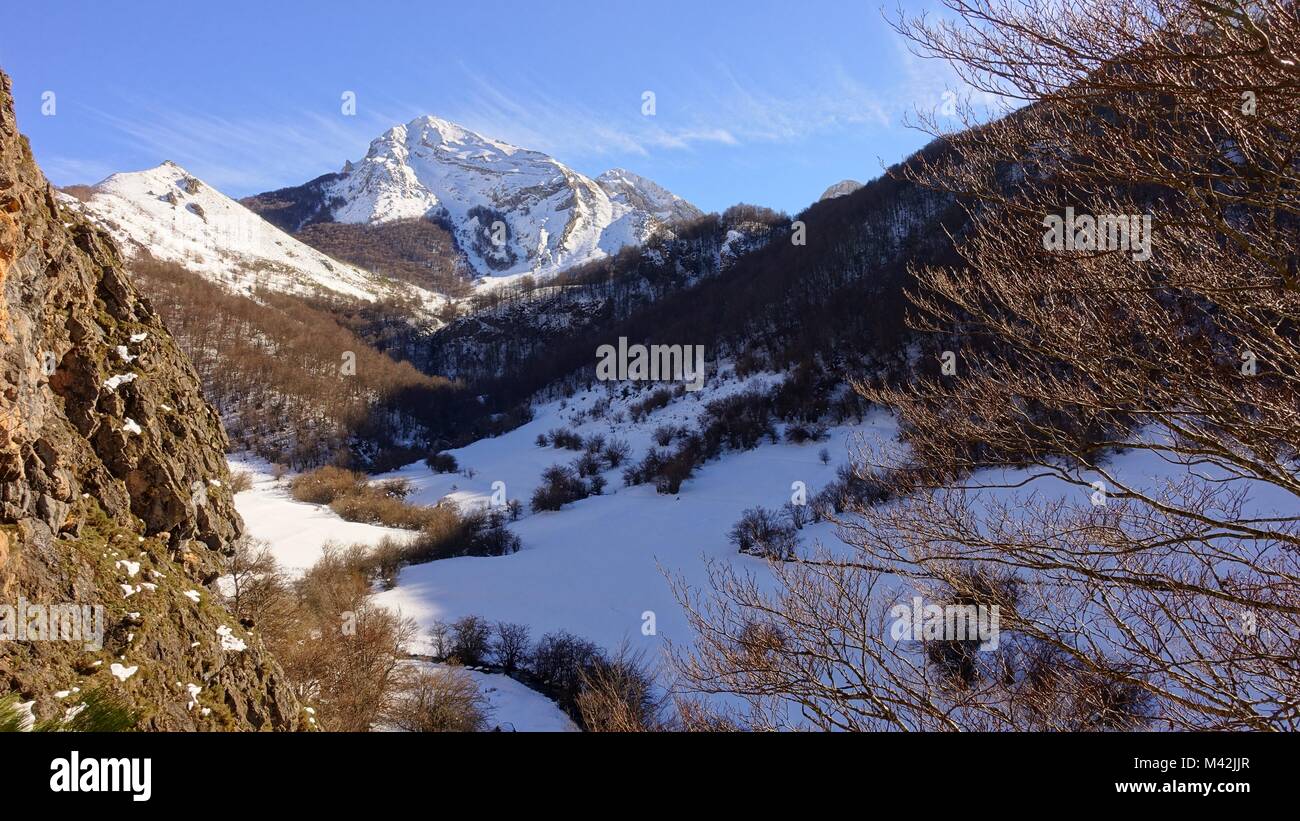 Sousas Valley près de Valle de Lago, le Parc Naturel de Somiedo et réserve de biosphère, Asturias, Espagne Banque D'Images