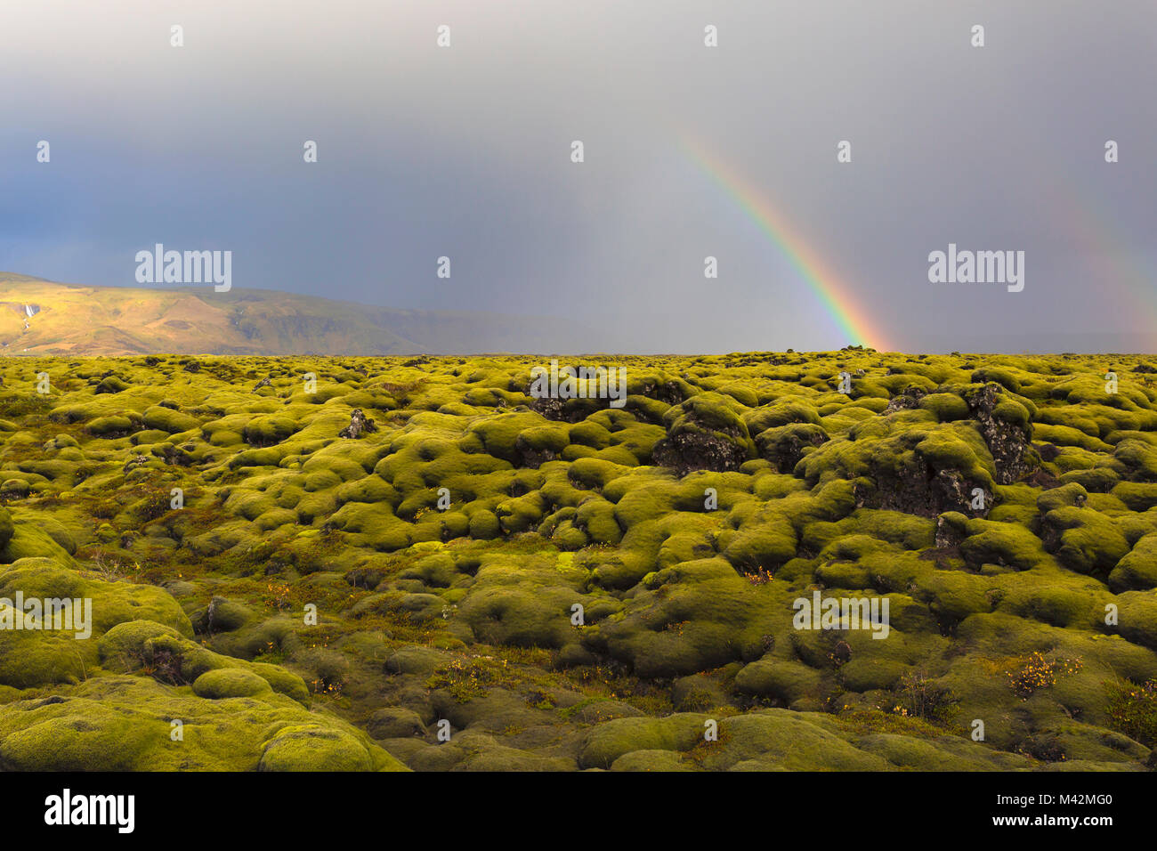 L'Europe,l'Islande,Région,Sudurland Kirkjubæjarklaustur. Rainbow Banque D'Images