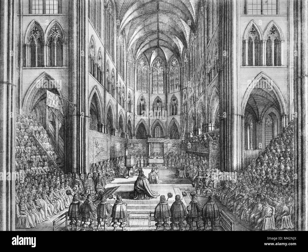 Le Couronnement du roi Charles II, une gravure de Wenceslas Hollar, 1662. Banque D'Images