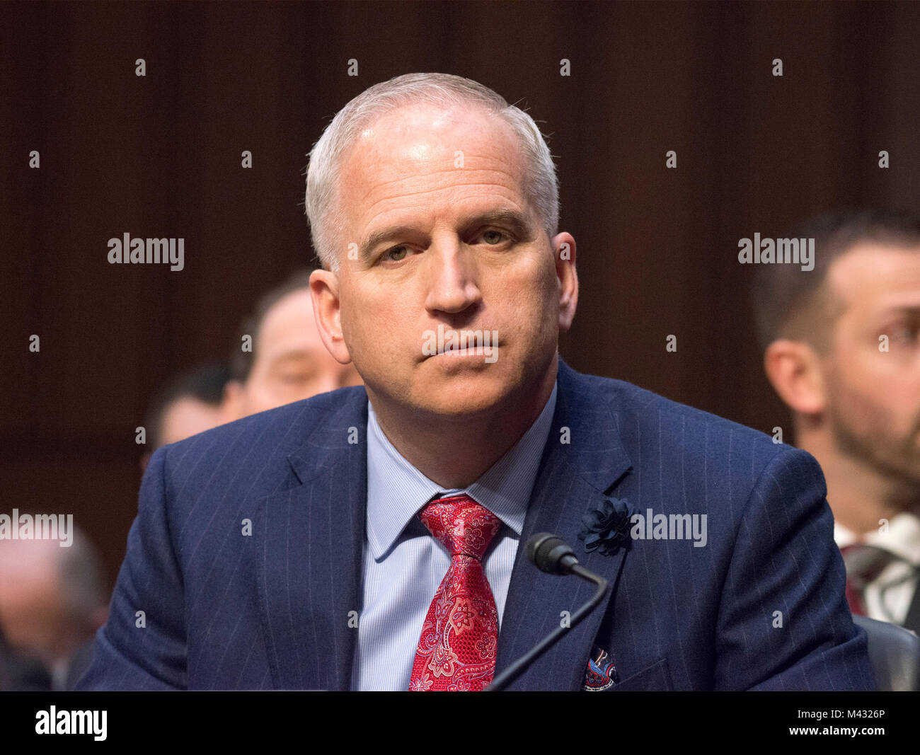 National Geospatial-Intelligence Agency (NGA) Réalisateur Robert Cardillo témoigne devant le comité du Sénat des États-Unis sur l'intelligence au cours d'une audience pour examiner les menaces à l'échelle mondiale sur la colline du Capitole à Washington, DC le Mardi, Février 13, 2018 Credit : Ron Sachs/CNP /MediaPunch Banque D'Images