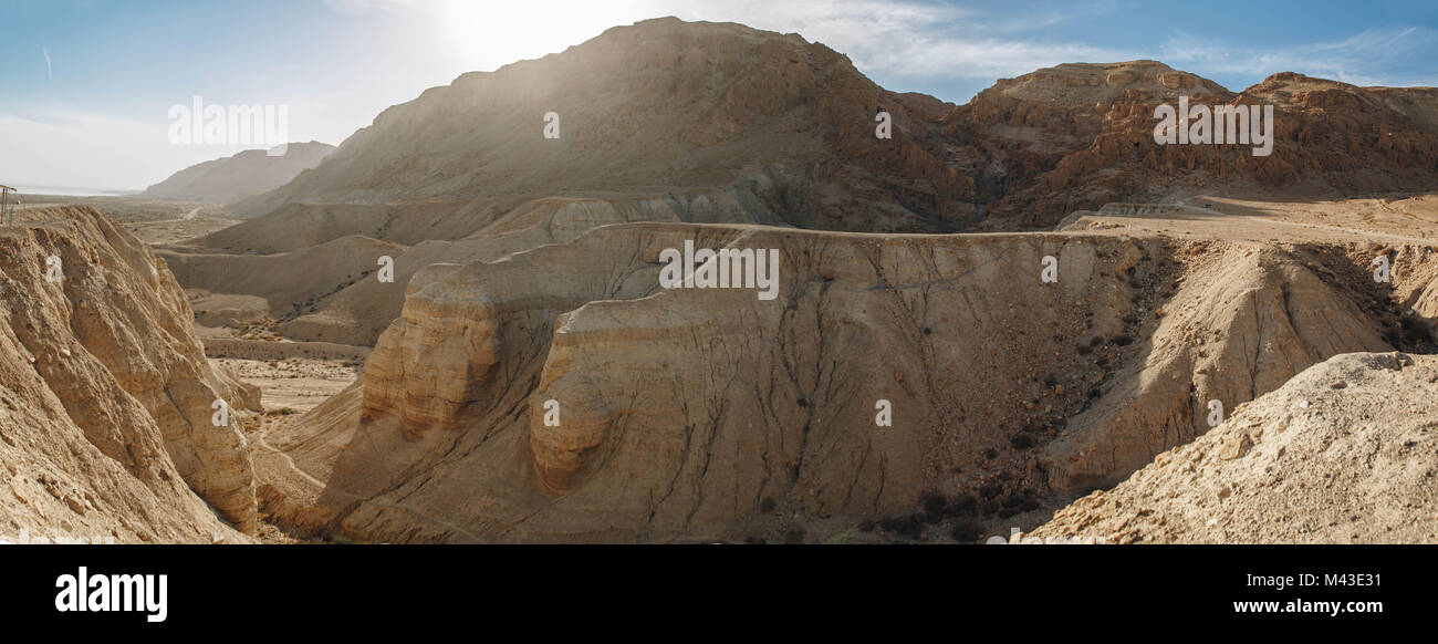 Falaise et montagne à Qumrân, Qumran Banque D'Images