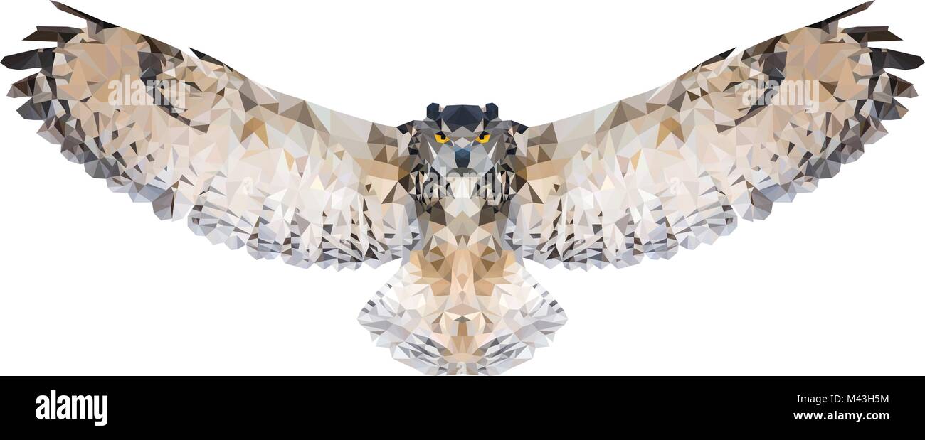 Low Poly hibou avec des ailes. Triangle de l'art. Illustration de Vecteur