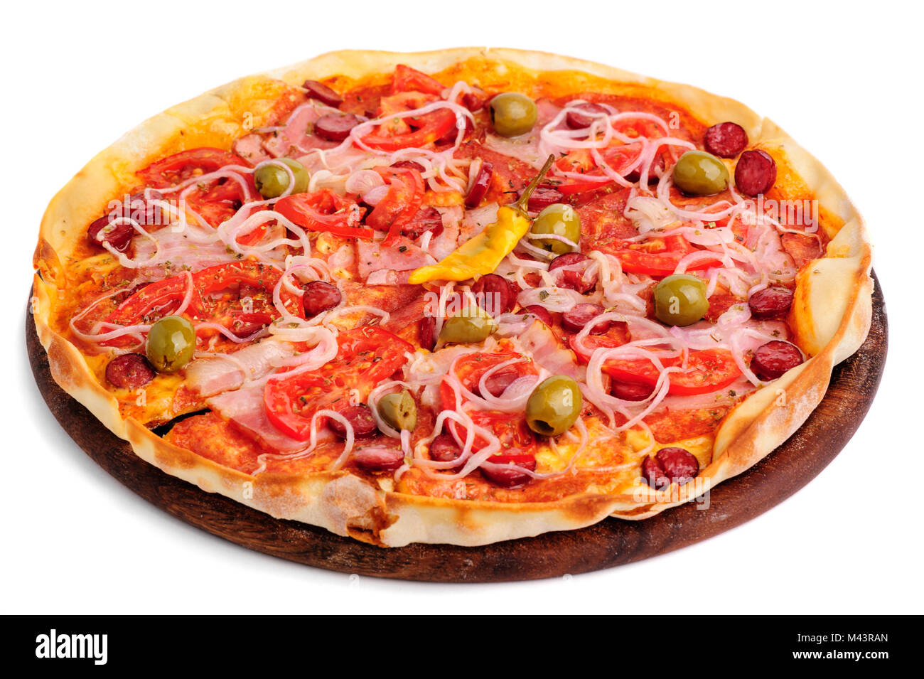 Deux pizzas sur table en bois Banque D'Images