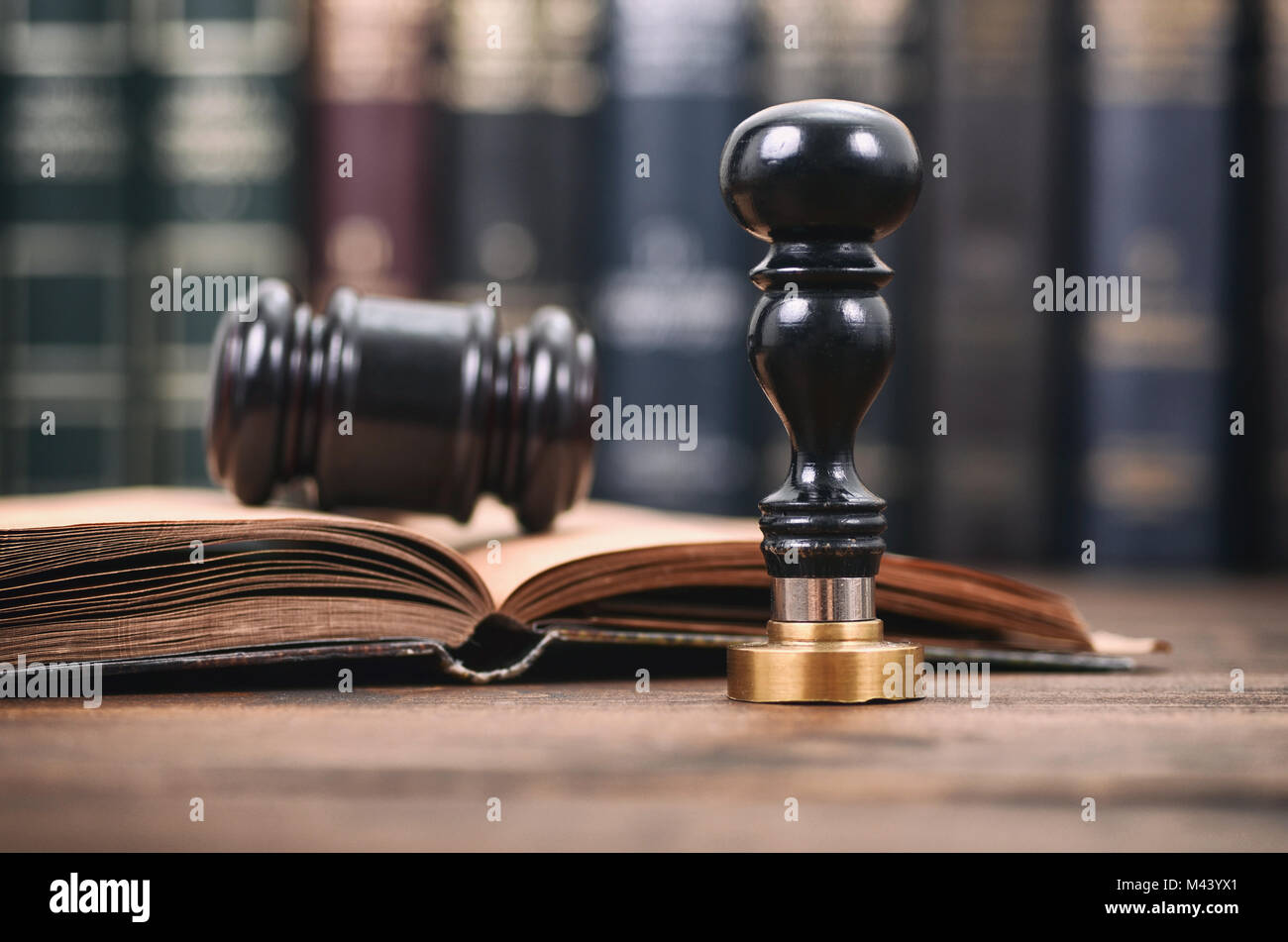 Sceau du notaire , le juge Gavel, document notarié concept, concept de légalité. Banque D'Images
