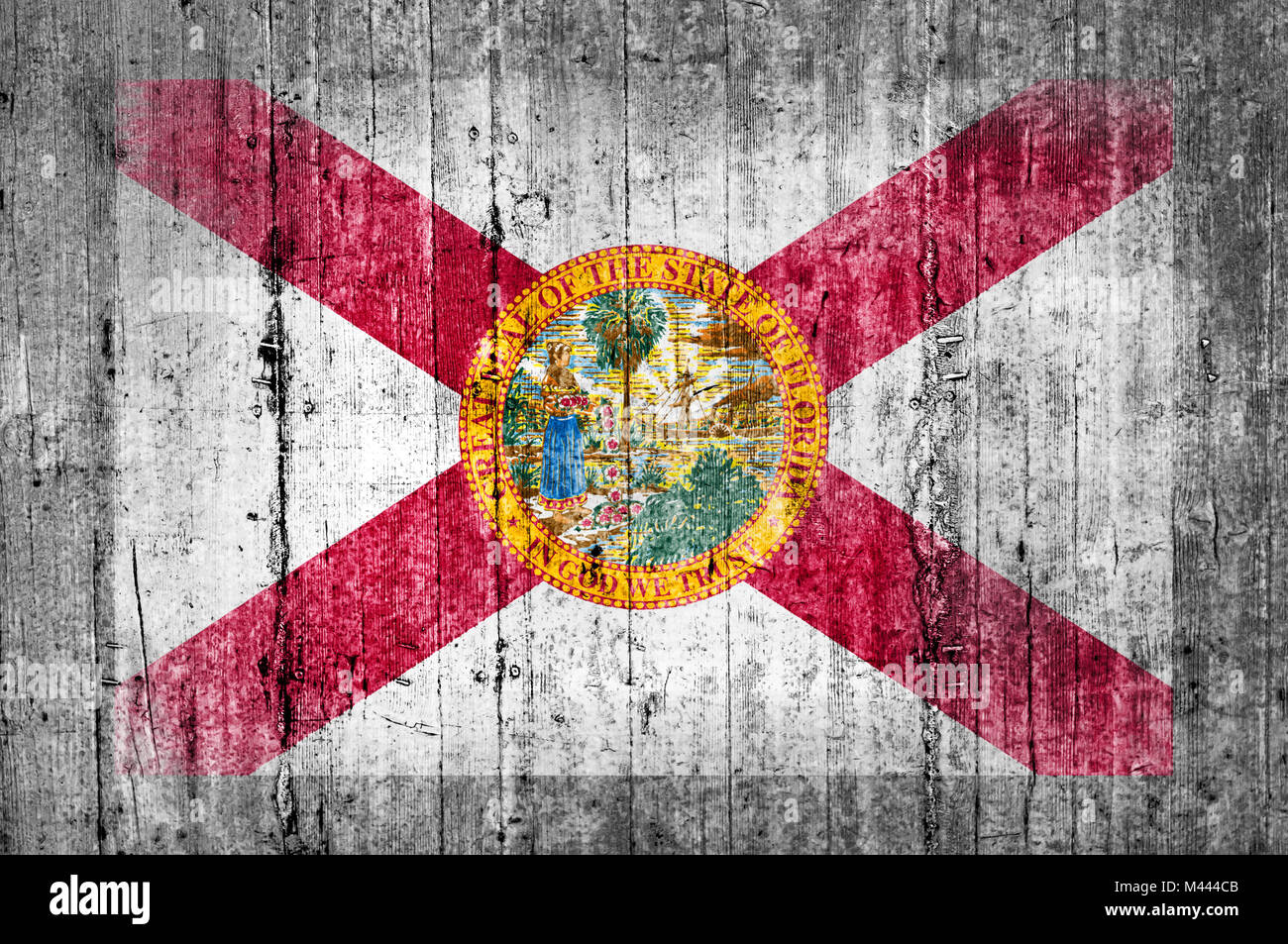 Nous Floride drapeau peint sur le drapeau en béton Banque D'Images
