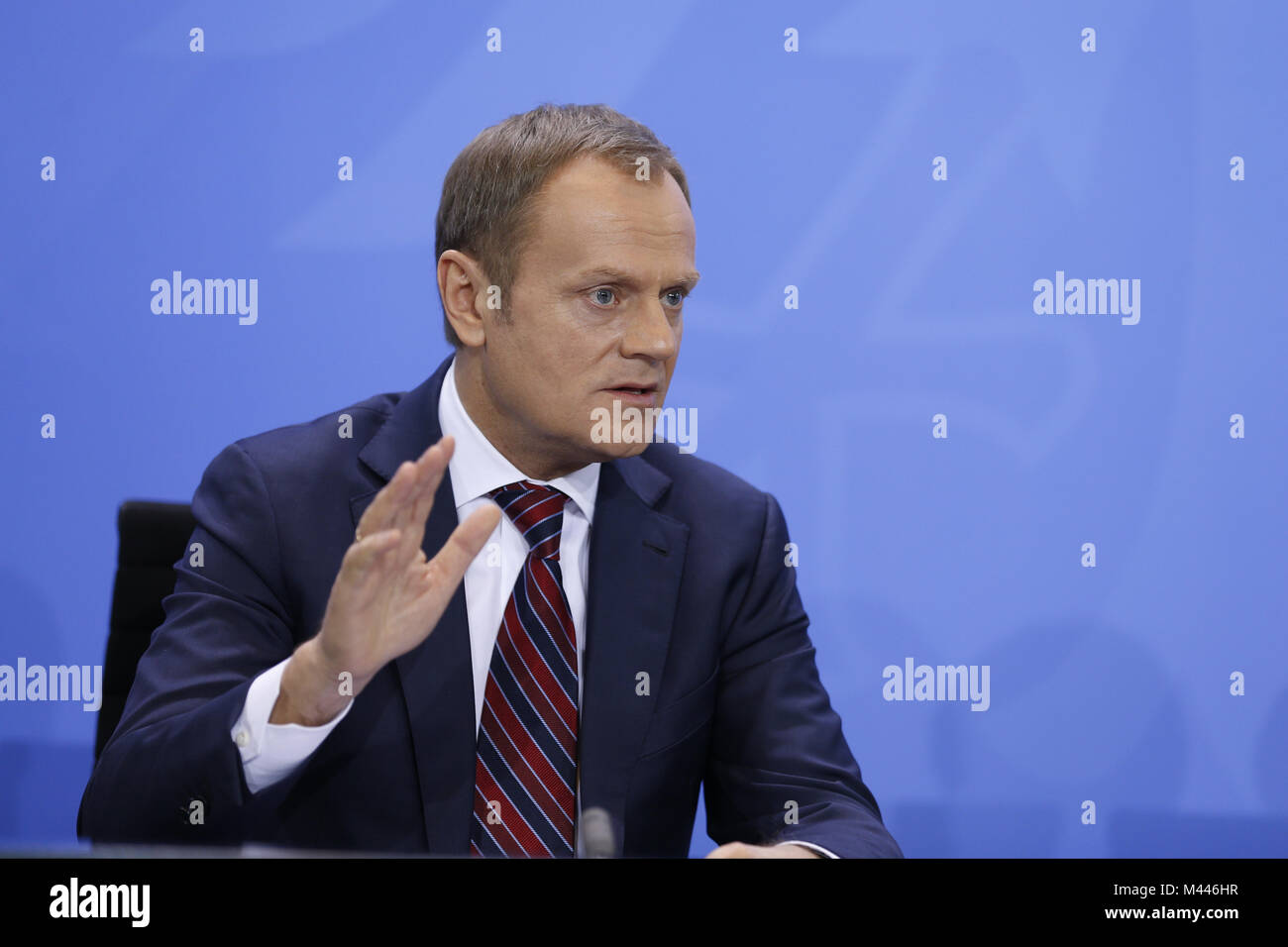 Le Premier ministre polonais Donald Tusk rencontre Merkel à Berlin. Banque D'Images