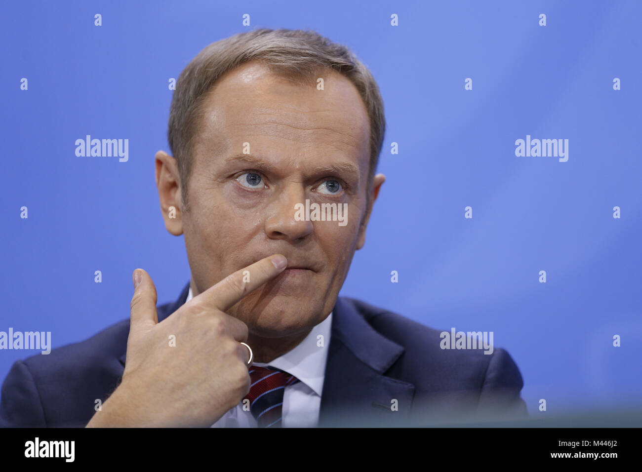 Le Premier ministre polonais Donald Tusk rencontre Merkel à Berlin. Banque D'Images