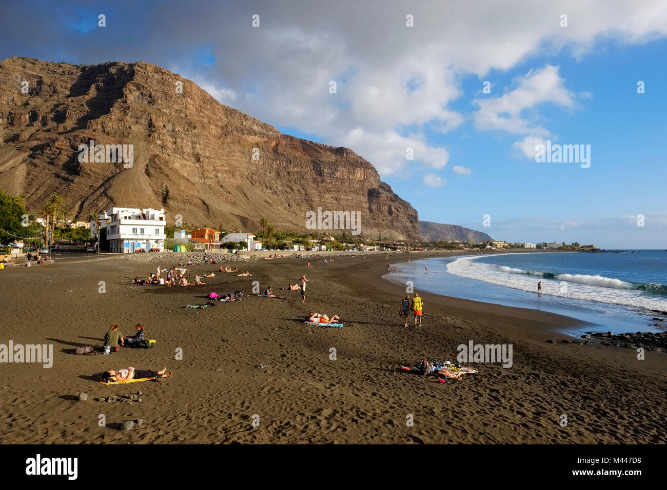 Plage de lave noire à La Playa,Valle Gran Rey, La Gomera,Canaries, Espagne Banque D'Images