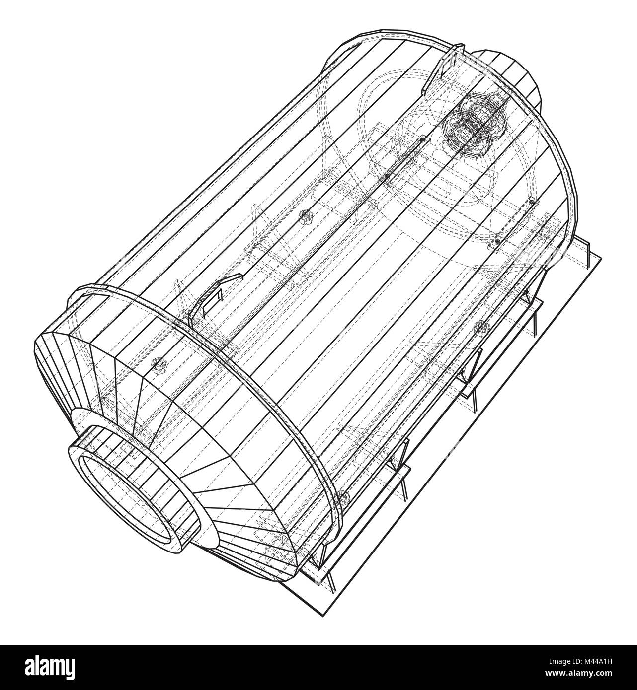 Moteur en fil de fer. Illustration 3d de traçage. Format vectoriel EPS 10. Illustration de Vecteur