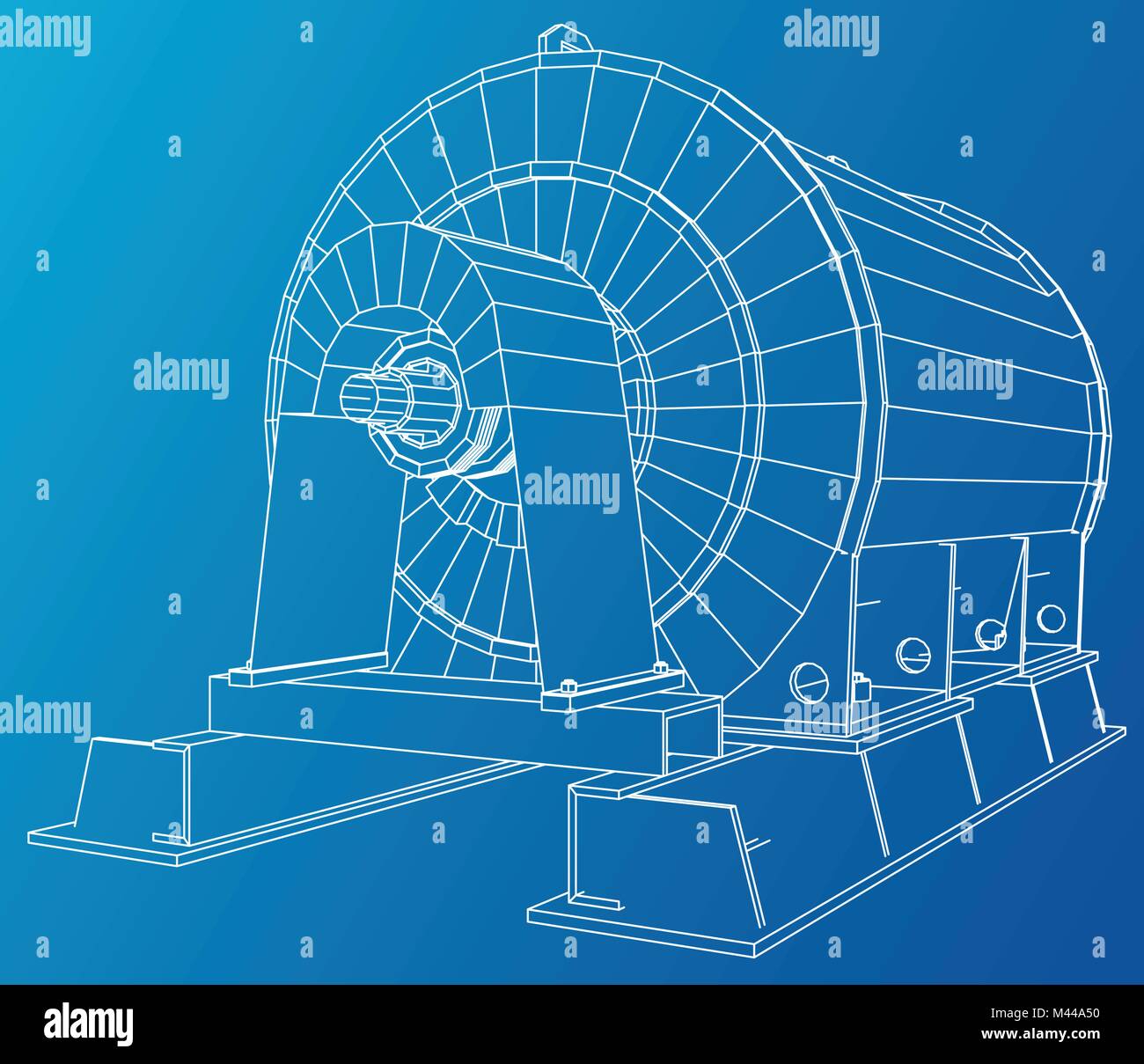 Illustration en fil de fer de l'unité du moteur de l'industrie de l'huile. Illustration de création 3d. Illustration de Vecteur