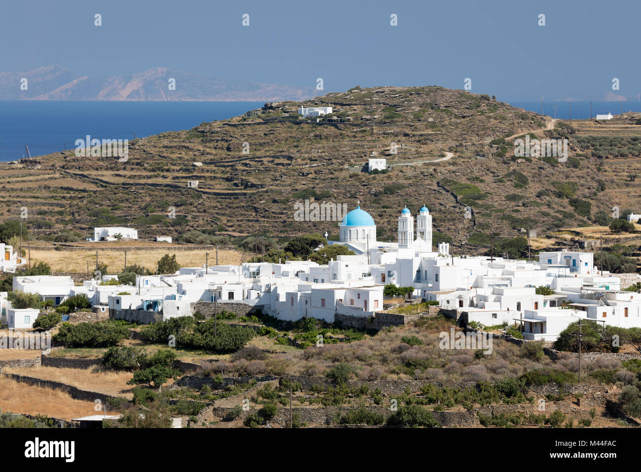 Vue village d'Agios Loukas en milieu de l'île, Sifnos, Cyclades, Mer Égée, îles grecques, Grèce, Europe Banque D'Images