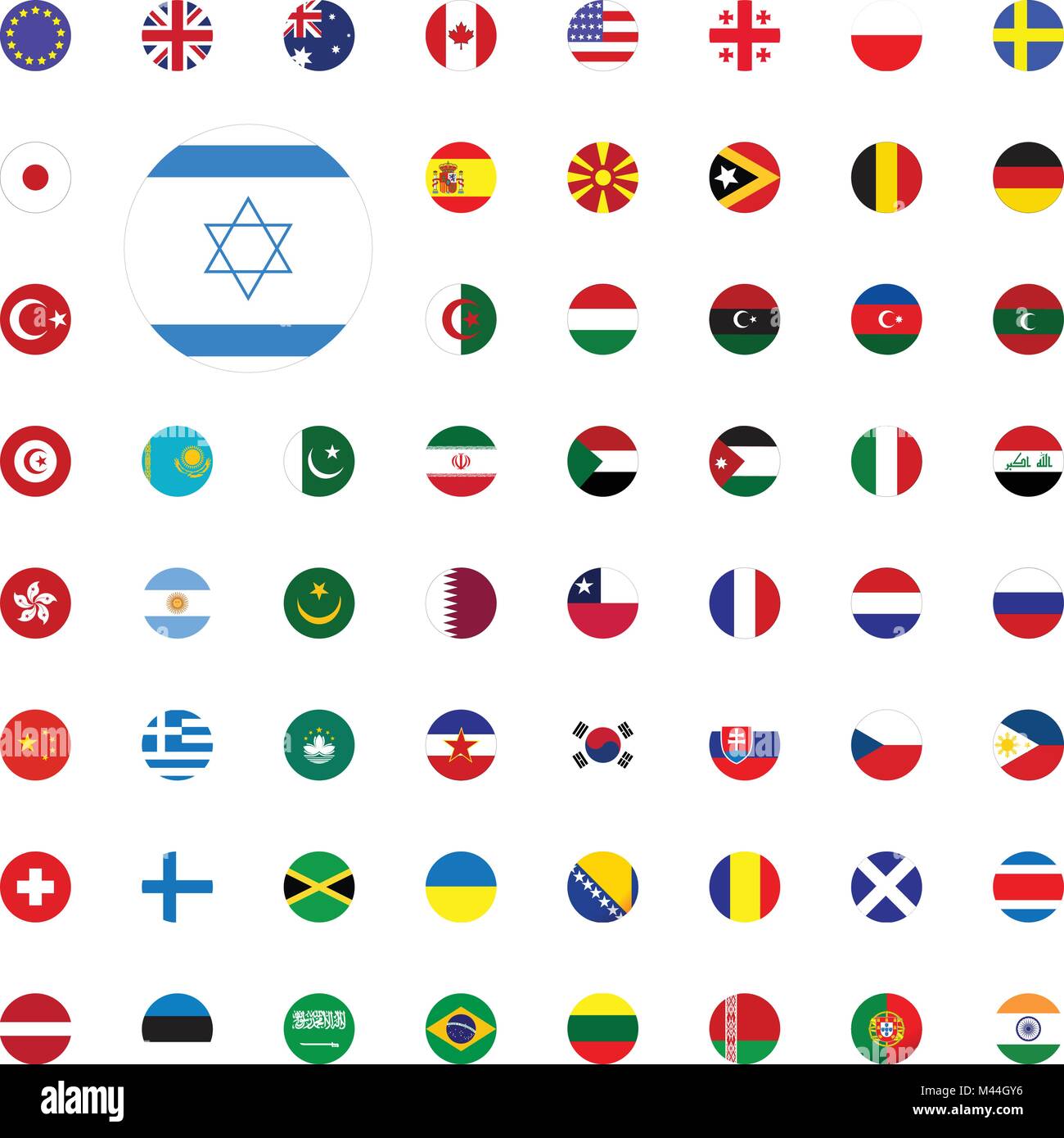 L'icône du drapeau ronde Israël. Drapeaux du monde rond illustration ...