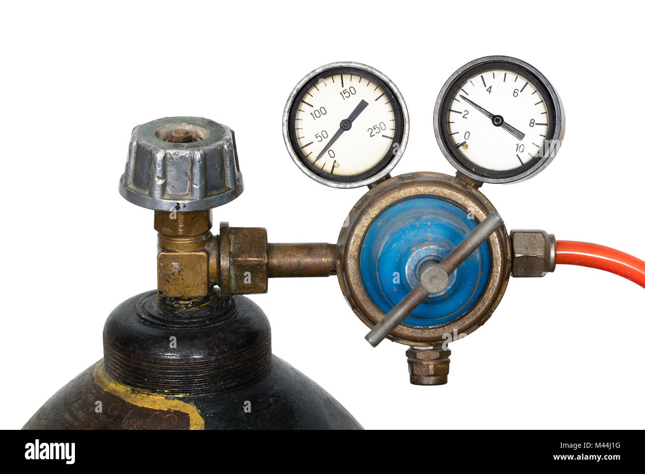 Régulateur de pression de gaz avec manomètre (isolé Photo Stock - Alamy