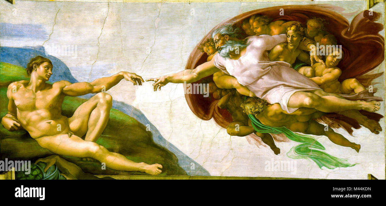 La création d'Adam (1510), de Michelangelo Banque D'Images