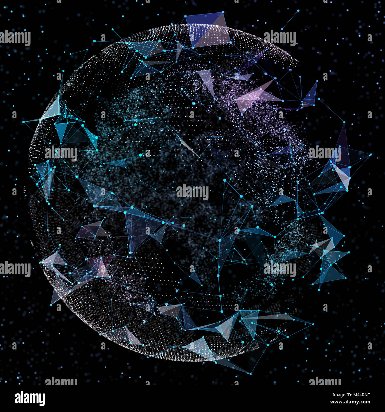 La communication des personnes dans un réseau social sans limites. Les lignes de connexion autour de Earth Globe.Le concept de réseau social. 3d illustration. Banque D'Images
