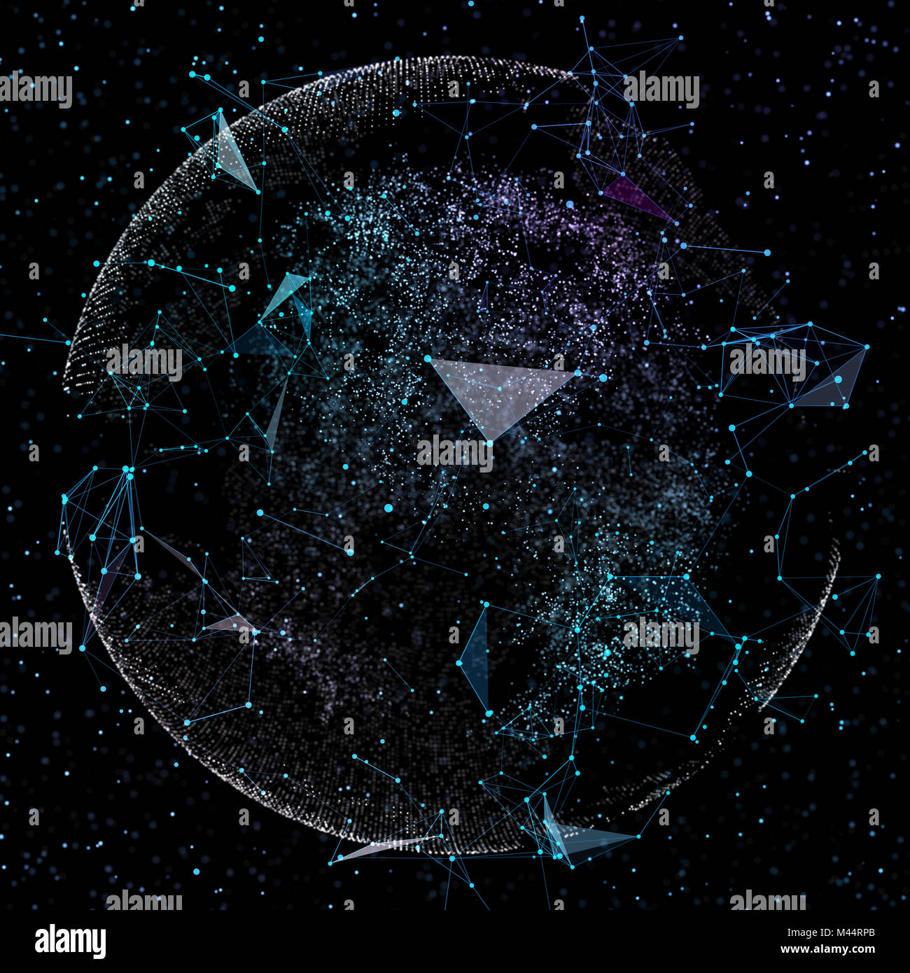 La communication des personnes dans un réseau social sans limites. Les lignes de connexion autour de Earth Globe.Le concept de réseau social. 3d illustration. Banque D'Images