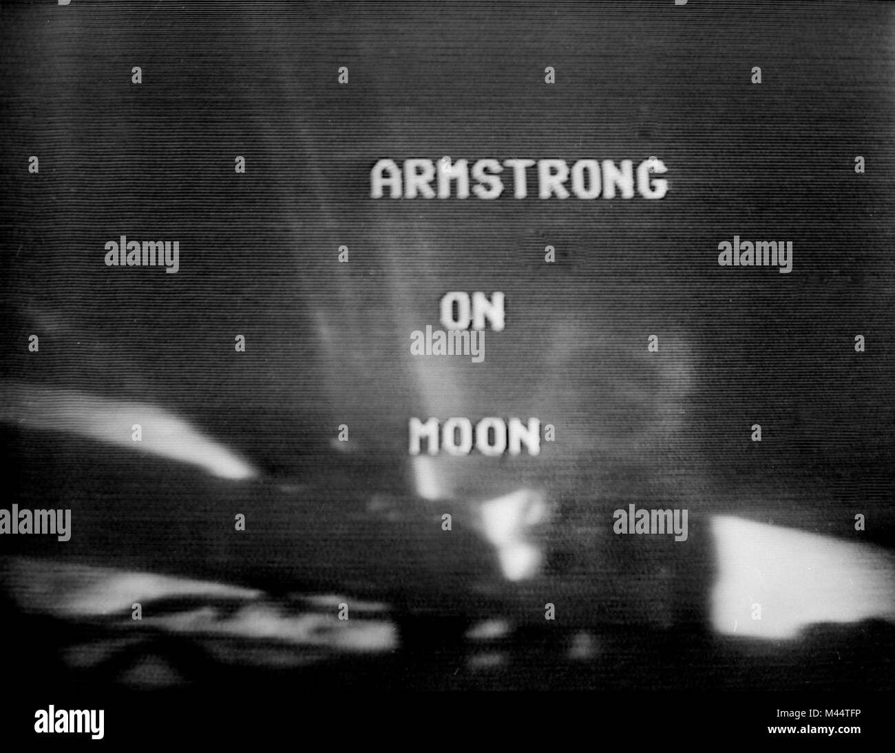 Captures d'écran de télévision le premier atterrissage lunaire, 1969. Banque D'Images