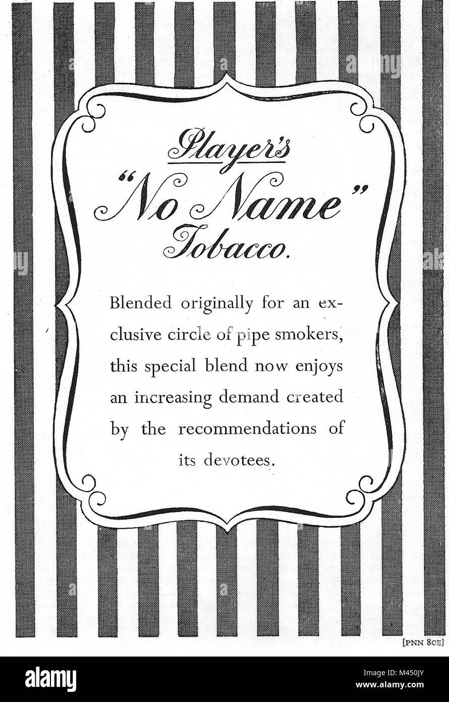 Les joueurs n'tabac Nom annonce, publicité dans Country Life Magazine UK 1951 Banque D'Images