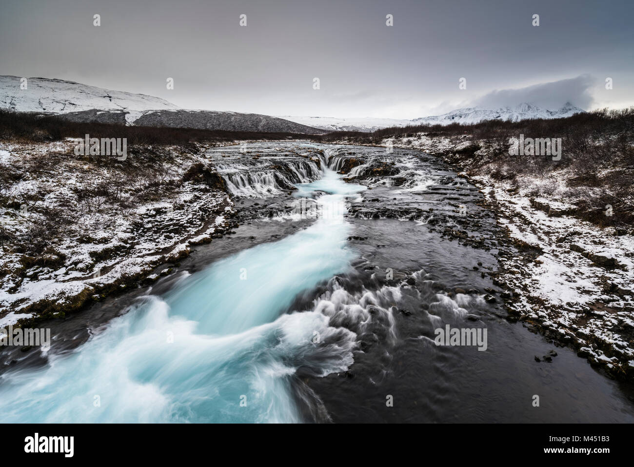 Bruarfoss Brekkuskógur, cascade, de l'Islande. Banque D'Images