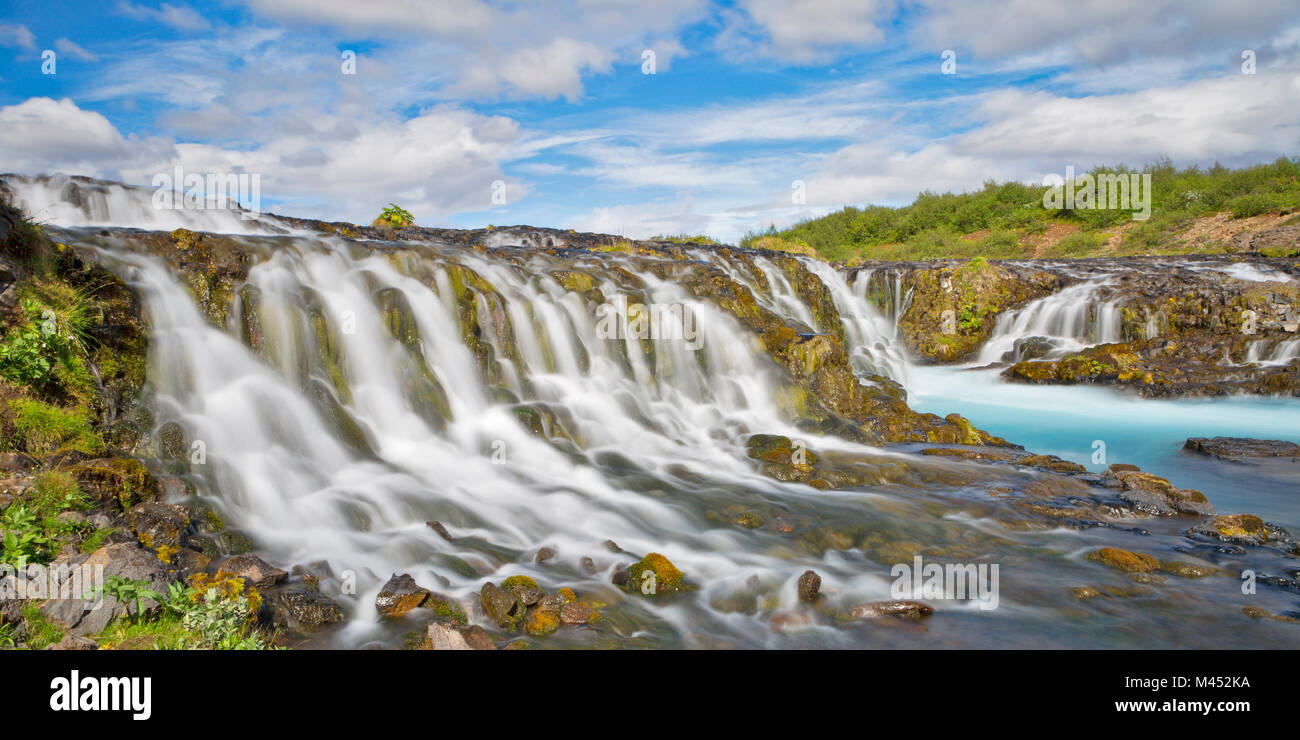 Bruarfoss Brekkuskógur, cascade pittoresque, de l'Islande. Banque D'Images