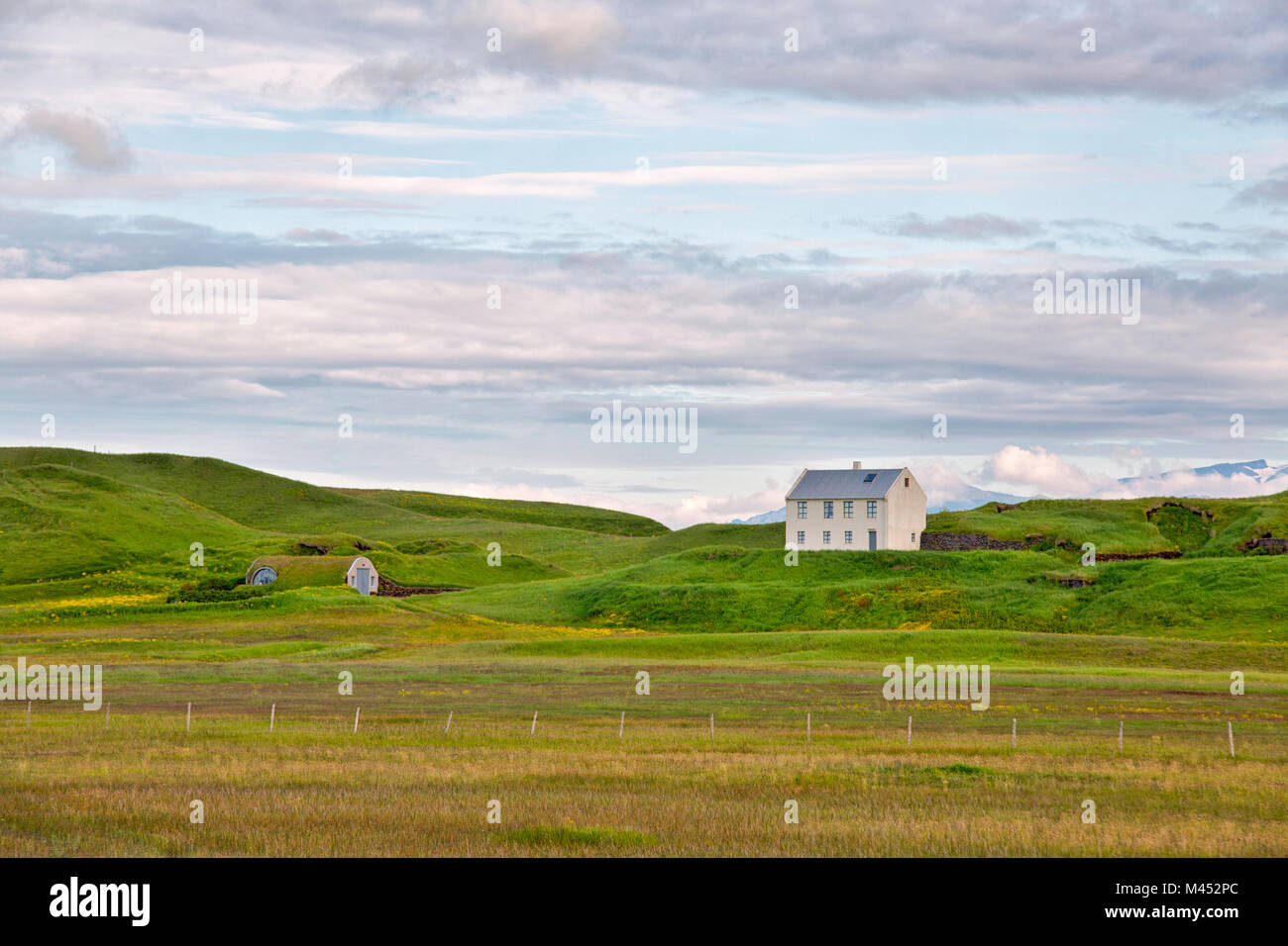 Maison isolée, sudurland, Sud de l'Islande, Islande Banque D'Images