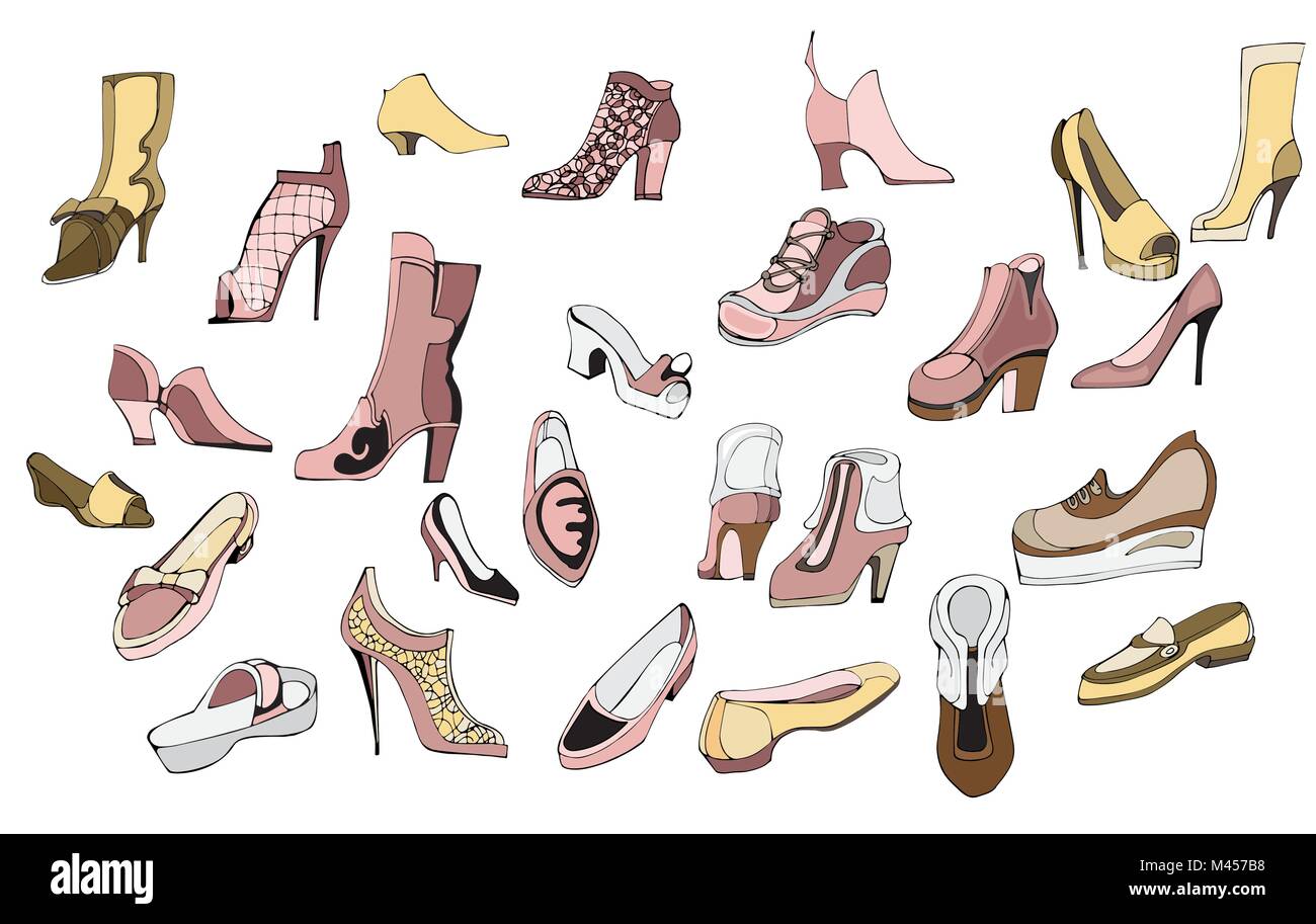 Vecteur conceptuel créatif. Chaussures femme dessin illustration Image  Vectorielle Stock - Alamy
