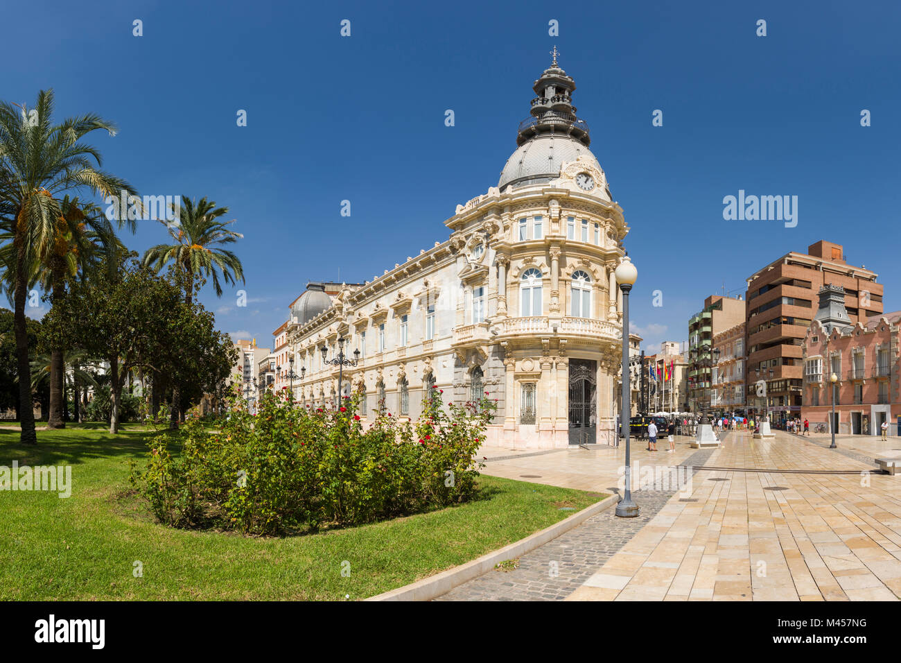 Le Palais, ou la mairie de Carthagène, à côté de Plaza Héroes de Cavite. Cartagena, Région de Murcie, Espagne. Banque D'Images