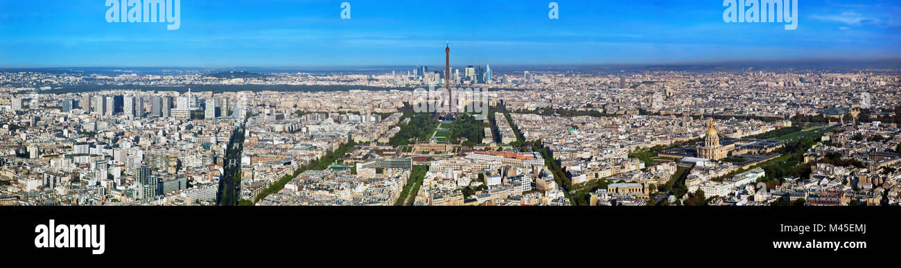 Panorama de Paris, France. La Tour Eiffel, Les Invalides. Banque D'Images