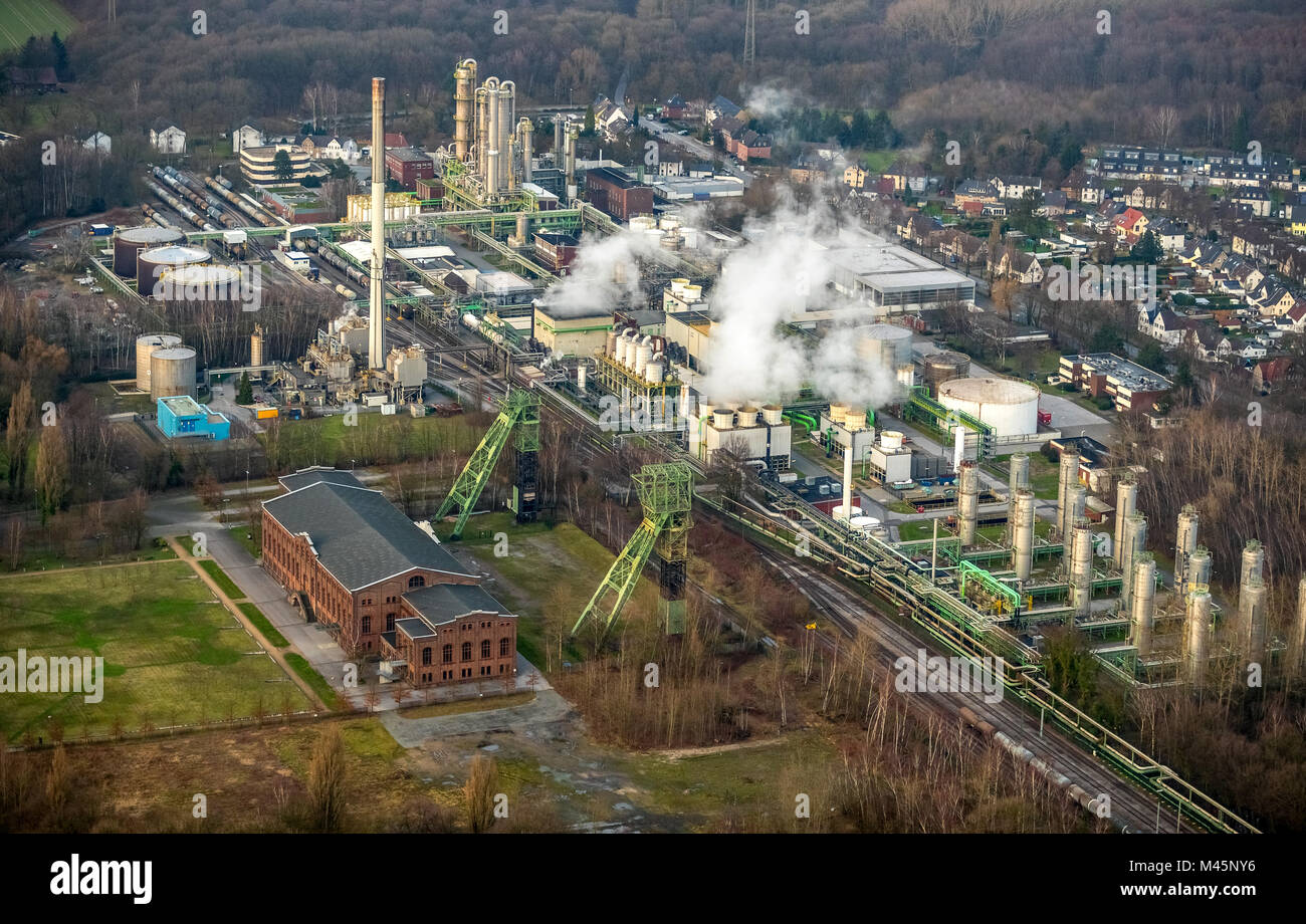 Photo aérienne de la machine,magasin,Zweckel mine et usine chimique Ineos Phenol GmbH,Gladbeck,Ruhr,Rhénanie du Nord-Westphalie Banque D'Images