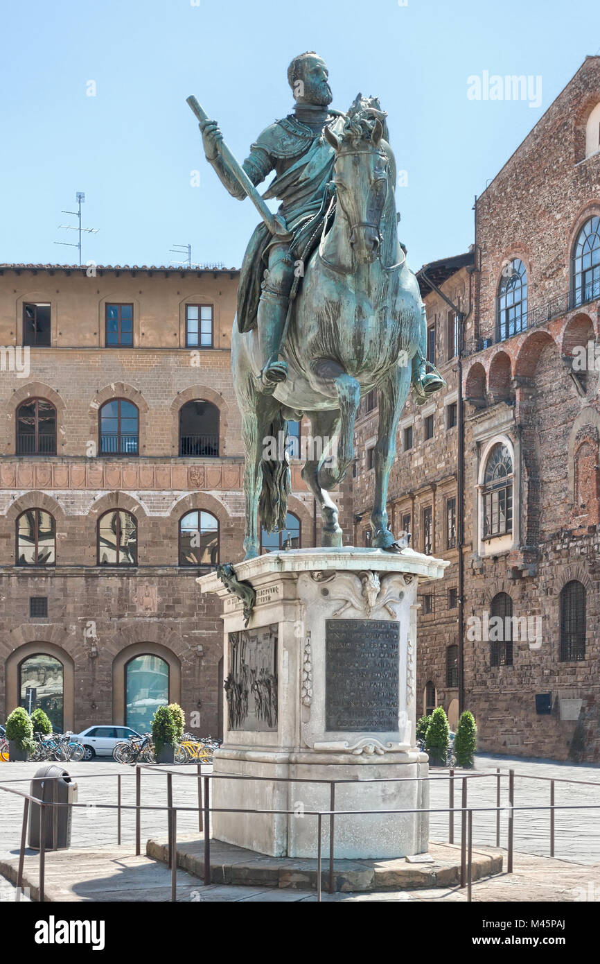 Statue équestre de Cosme de Médicis. Florence Banque D'Images