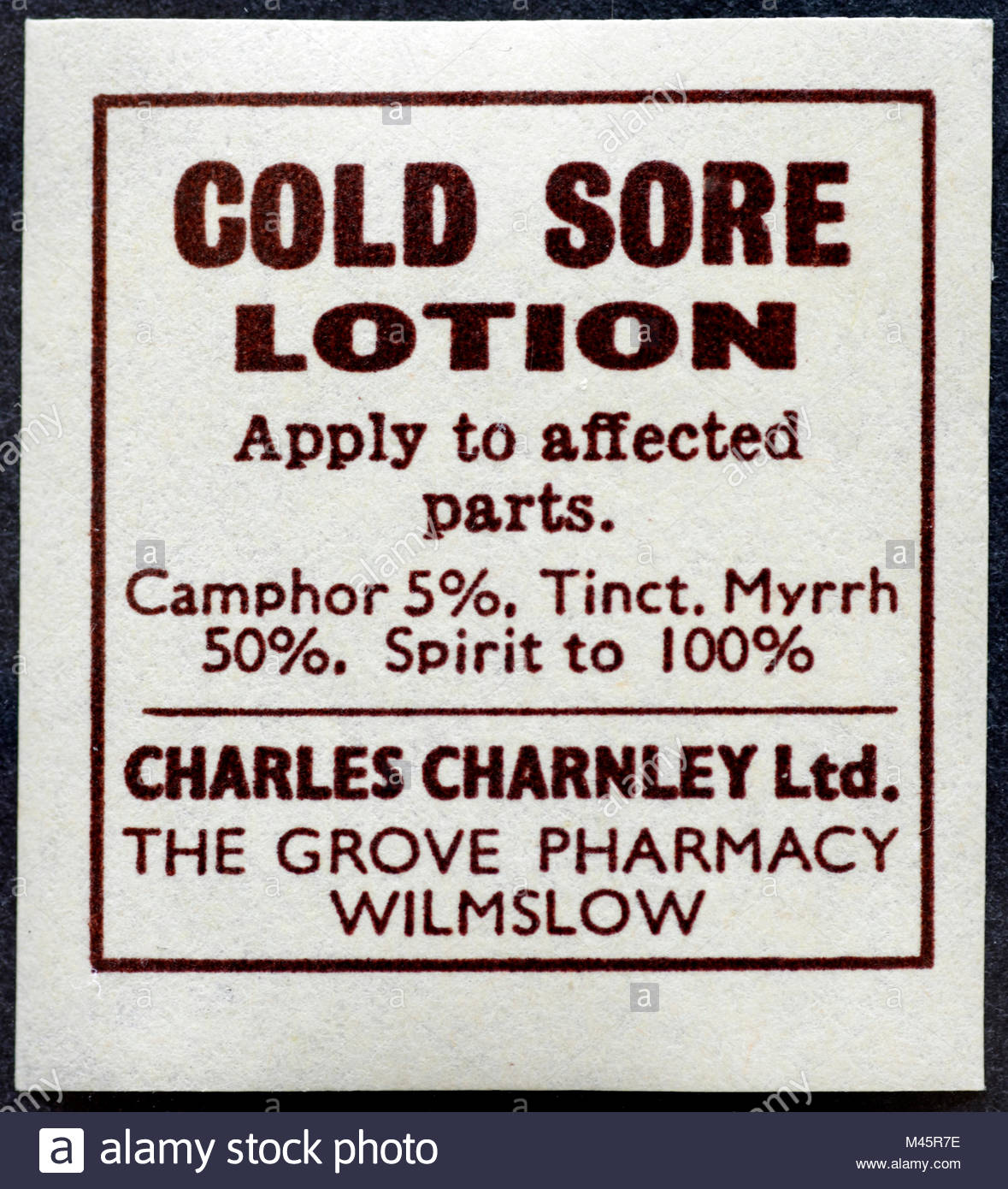 Les étiquettes de chimiste Vintage flacons de médicaments au début des années 1900 - Lotion de fièvre Banque D'Images
