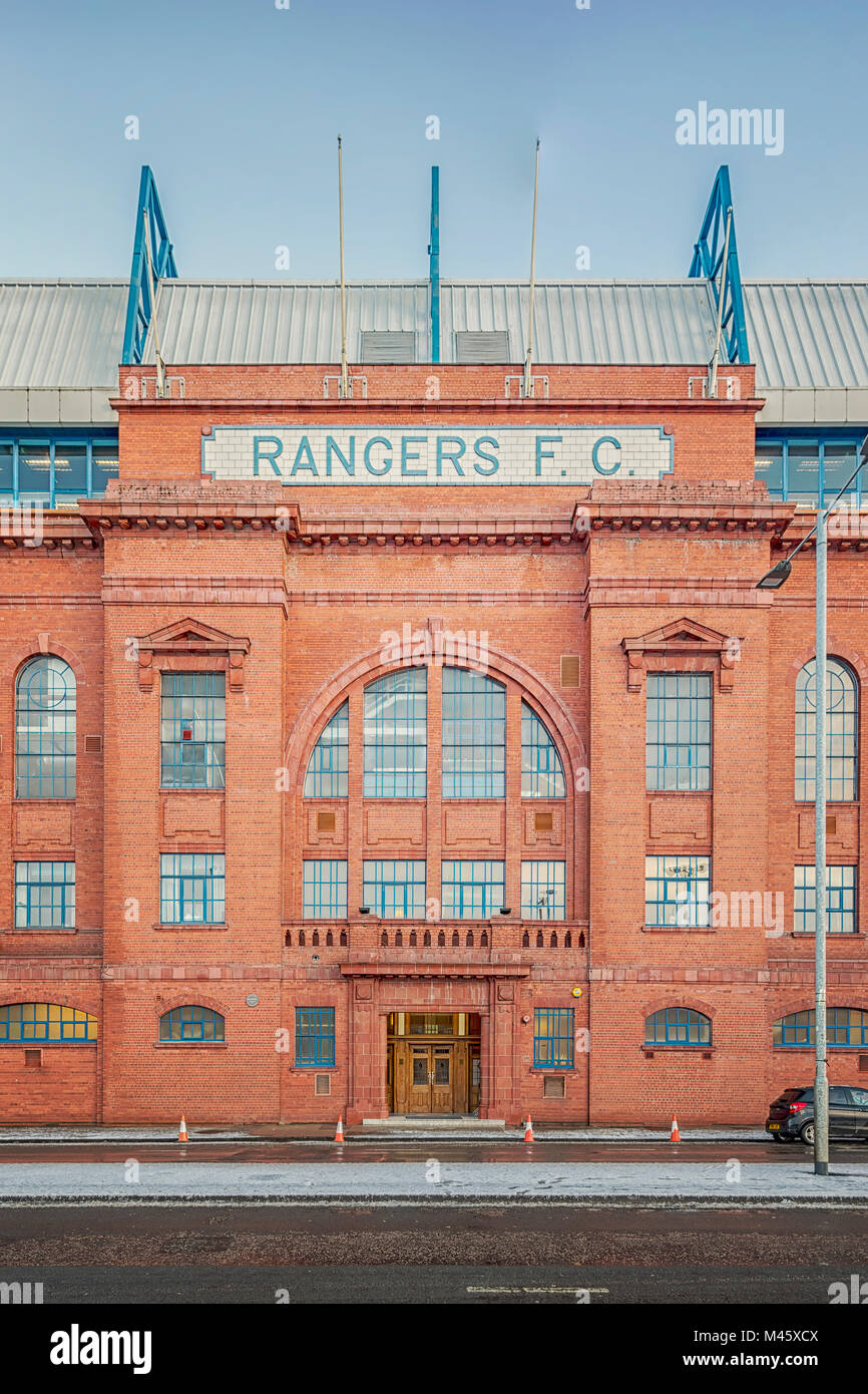 GLASGOW, ÉCOSSE - 17 janvier 2018 : une vue sur le célèbre stade Ibrox qui est le foyer de Rangers Football Club. Banque D'Images