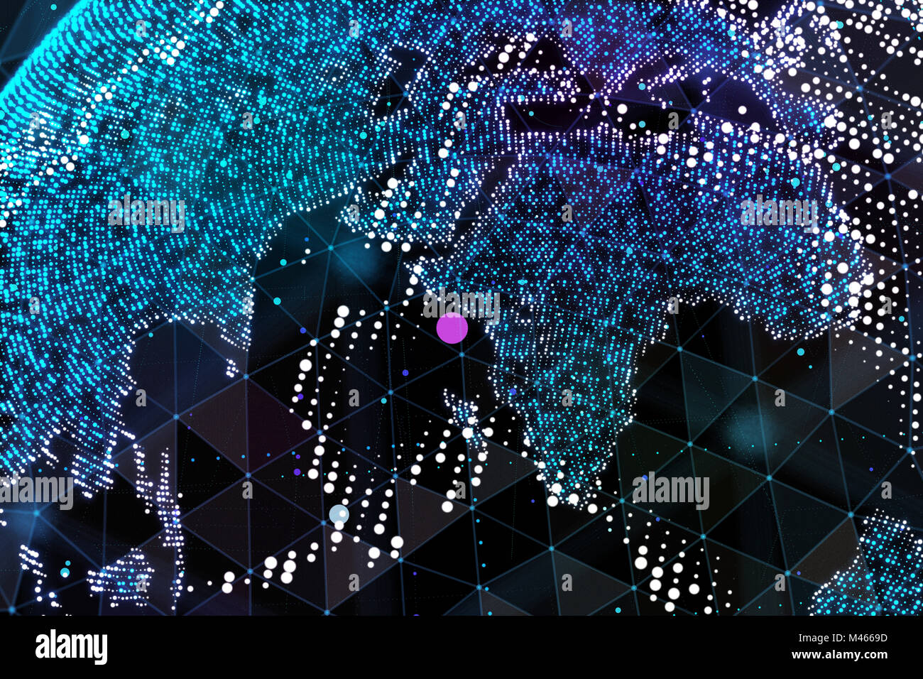 La communication des personnes dans un réseau social sans limites. Les lignes de connexion autour de Earth Globe.Le concept de réseau social. 3d illustration. Banque D'Images