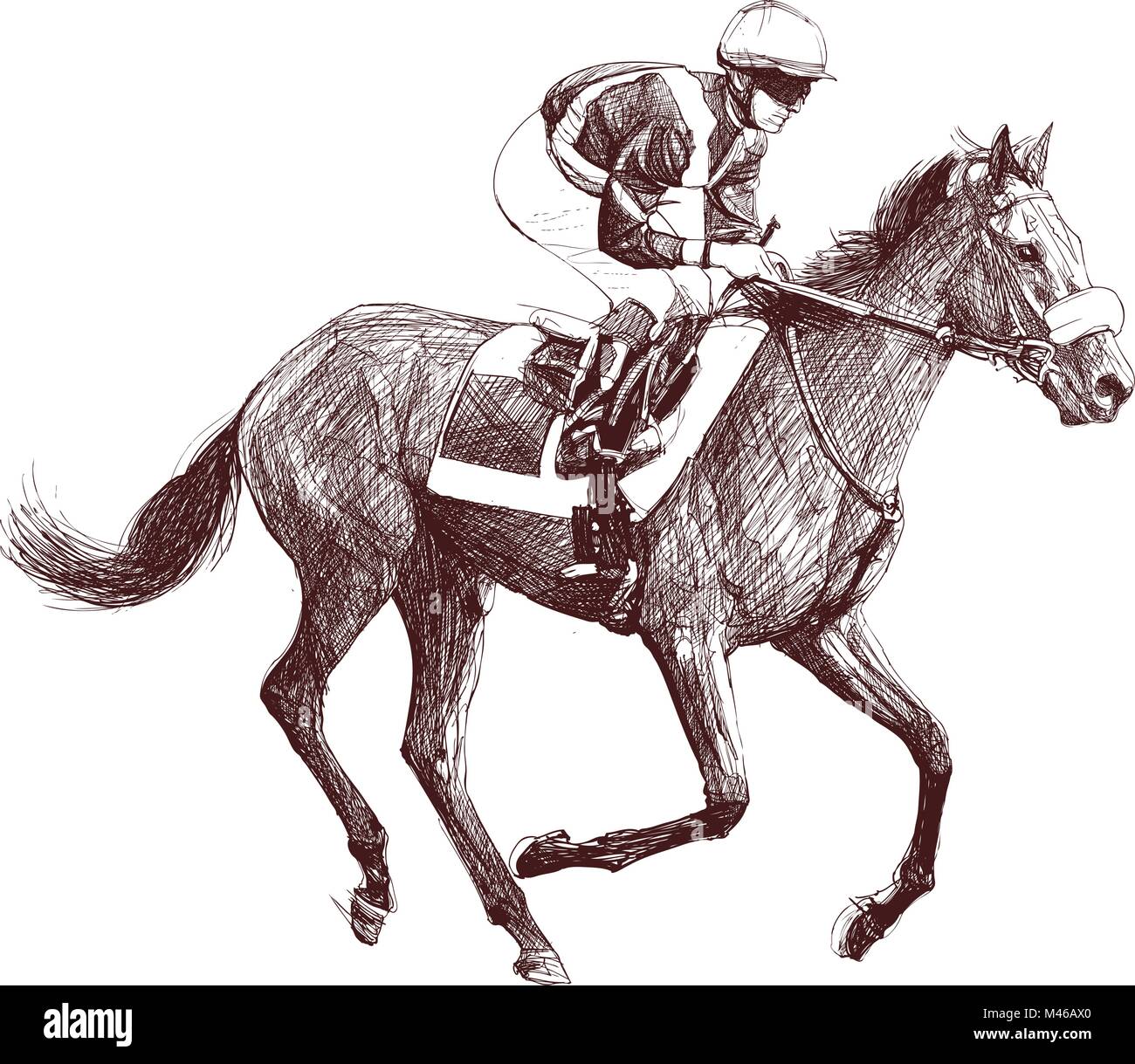 Vector illustration d'un cheval de course et de jockey Illustration de Vecteur