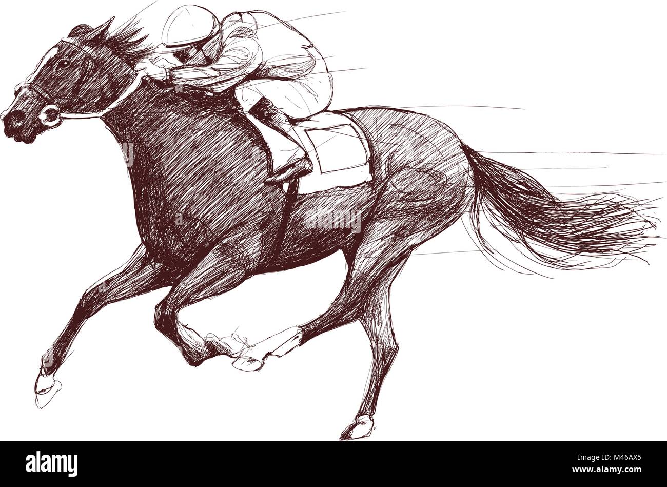 Vector illustration d'un cheval de course et de jockey Illustration de Vecteur