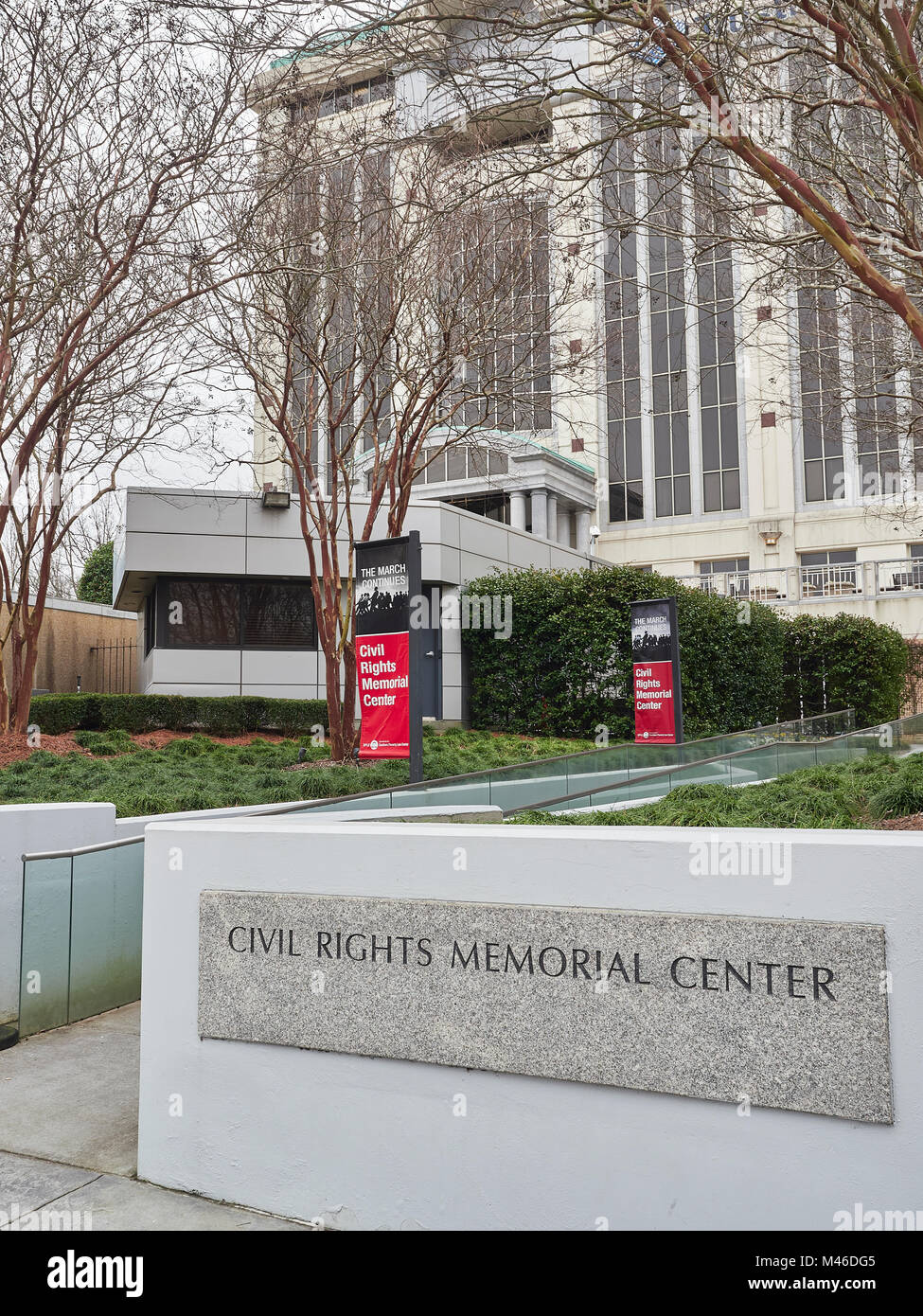À l'entrée extérieure Civil Rights Memorial Center à Montgomery, en Alabama aux États-Unis. Banque D'Images