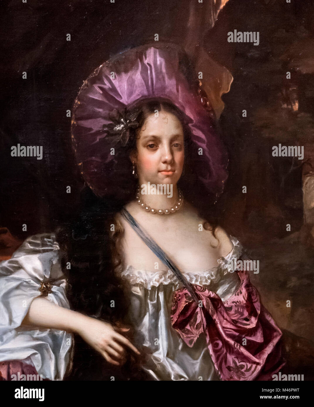 Catherine de Bragance (1638-1705), Reine Consort d'épouse du roi Charles II. Portrait par Hacob Huysmans, huile sur toile, 1662-4. Détail d'une grande peinture, M46PWW. Banque D'Images
