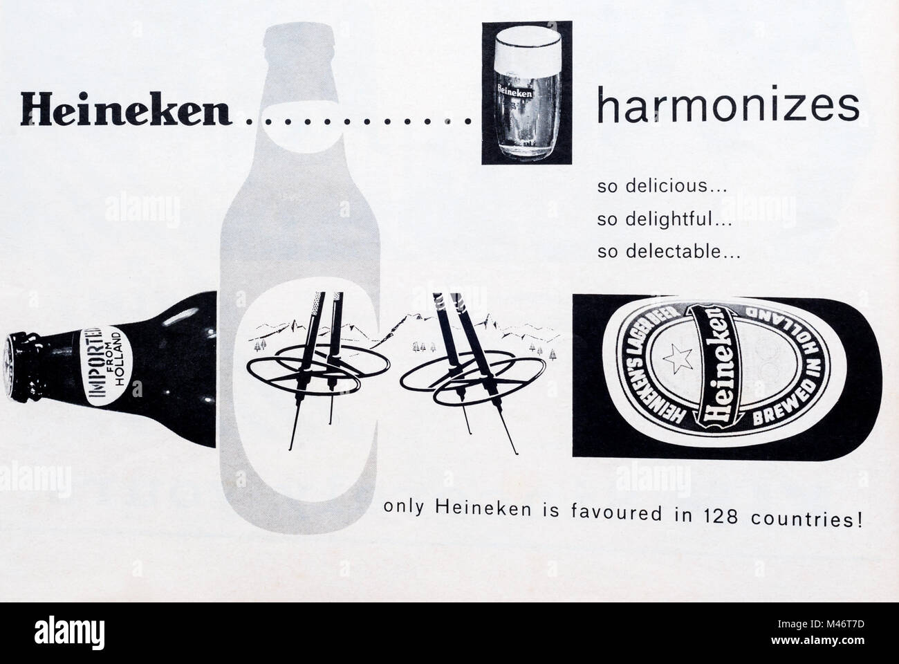 1960 La publicité pour la bière Heineken. Banque D'Images