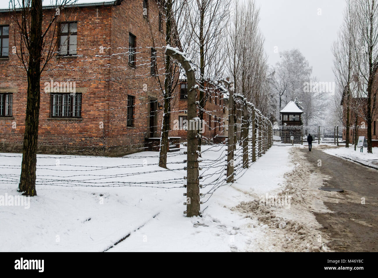 Auschwitz, Malopolskie / Pologne - 04 févr. 2018 : Auschwitz Birkenau, camp de concentration et d'extermination nazis. Banque D'Images