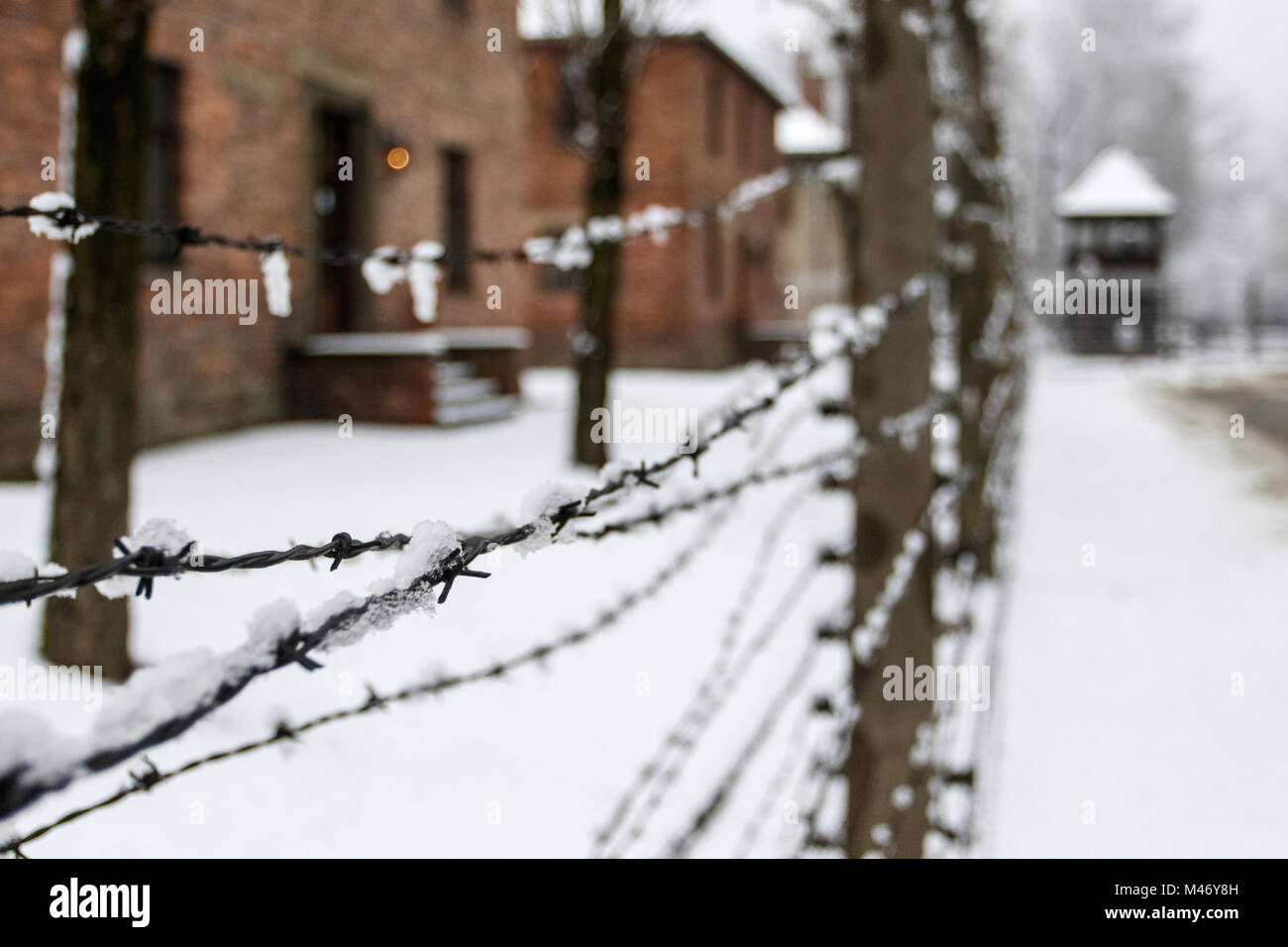 Auschwitz, Malopolskie / Pologne - 04 févr. 2018 : Auschwitz Birkenau, camp de concentration et d'extermination nazis. Banque D'Images