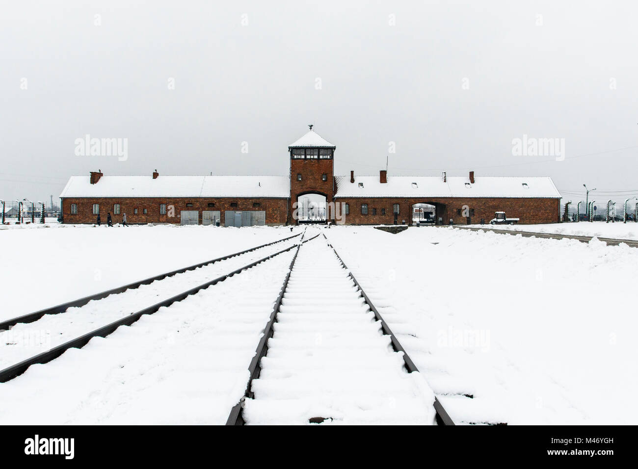 Auschwitz, Malopolskie / Pologne - 04 févr. 2018 : Auschwitz Birkenau, camp de concentration et d'extermination nazis. Banque D'Images