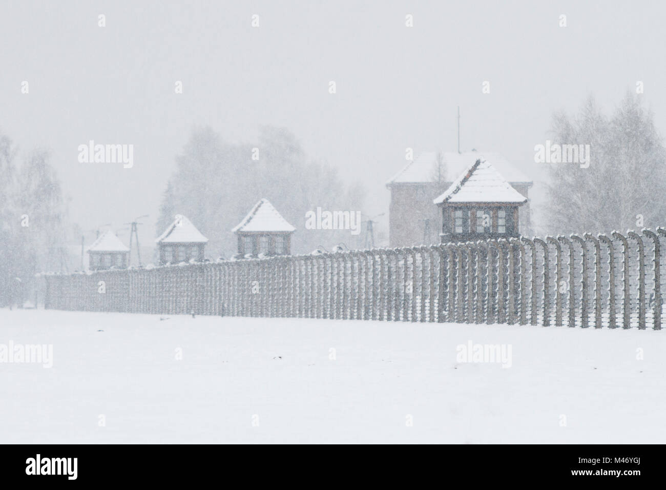 Auschwitz, Malopolskie / Pologne - 04 févr. 2018 : Auschwitz Birkenau, camp de concentration et d'extermination nazis. Banque D'Images