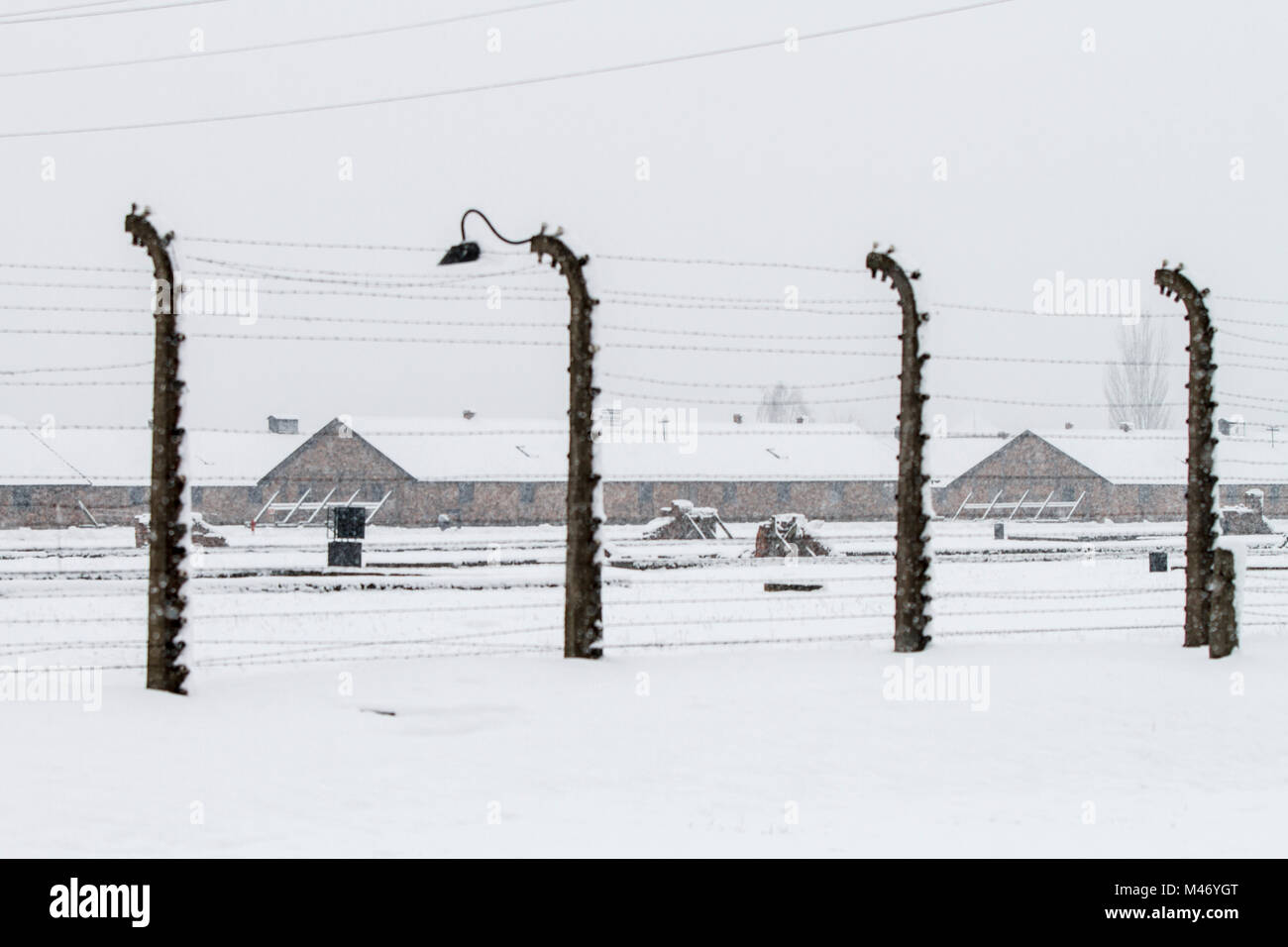 Auschwitz, Malopolskie / Pologne - 04 févr. 2018 : Auschwitz Birkenau, camp de concentration et d'extermination nazis. Banque D'Images