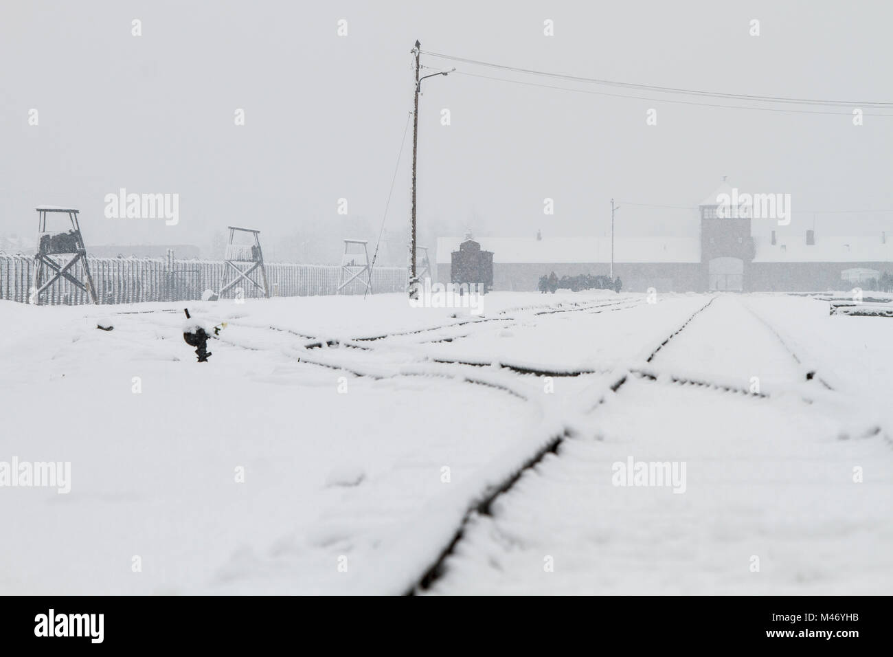 Auschwitz, Malopolskie / Pologne - 04 févr. 2018 : Auschwitz Birkenau, camp de concentration et d'extermination nazis. Banque D'Images
