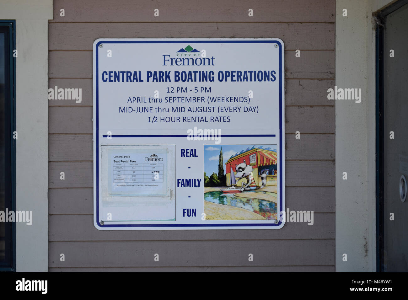 Central Park boating information sign Banque D'Images